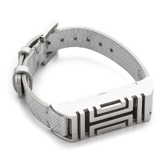 🎉 HP! ❤️ Tory Burch x Fitbit Silver Leather Bracelet - Picture 11 of 11